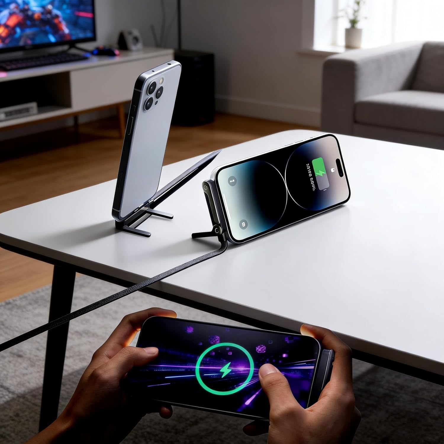 2-in-1 Sideways Phone Charger with Stand