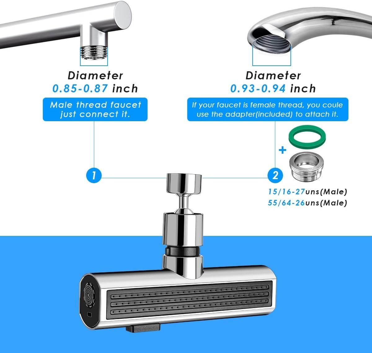 3 in 1 Rotating Waterfall Kitchen Faucet