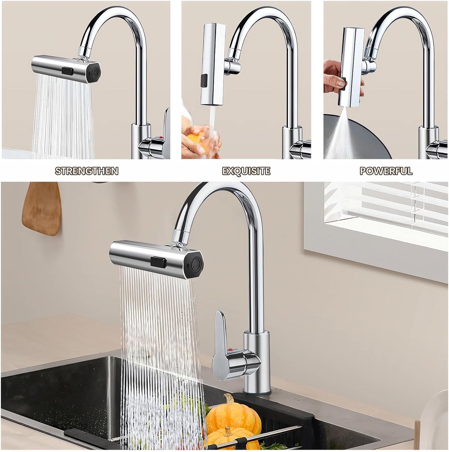 3 in 1 Rotating Waterfall Kitchen Faucet