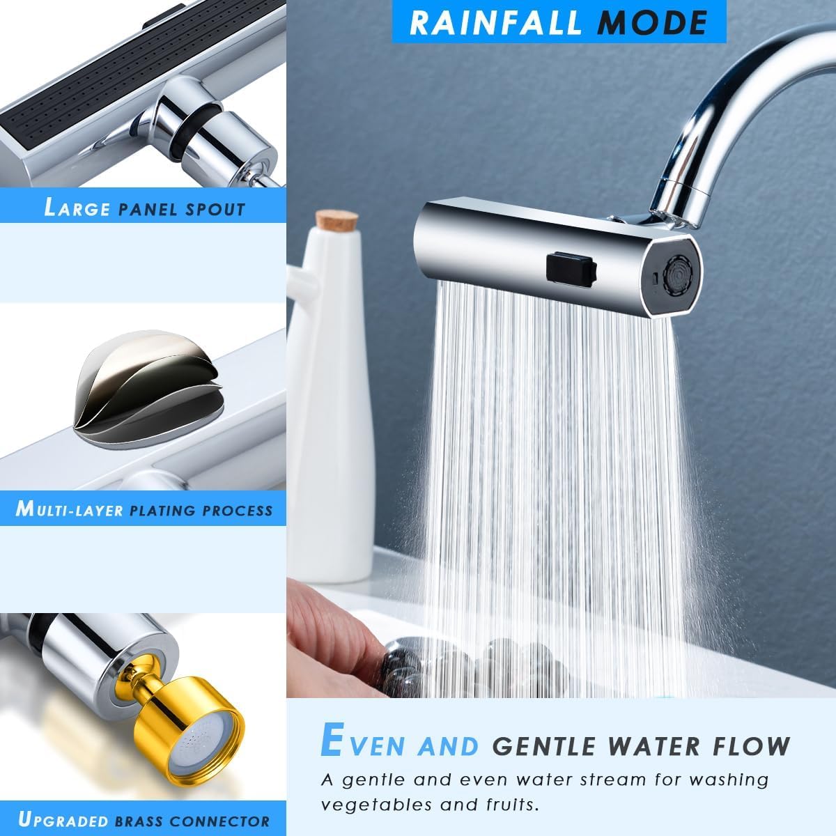 3 in 1 Rotating Waterfall Kitchen Faucet