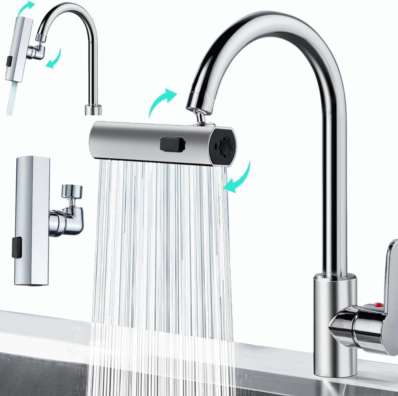 3 in 1 Rotating Waterfall Kitchen Faucet