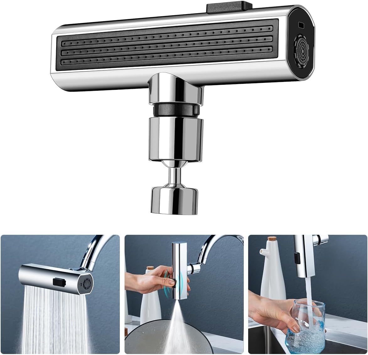 3 in 1 Rotating Waterfall Kitchen Faucet