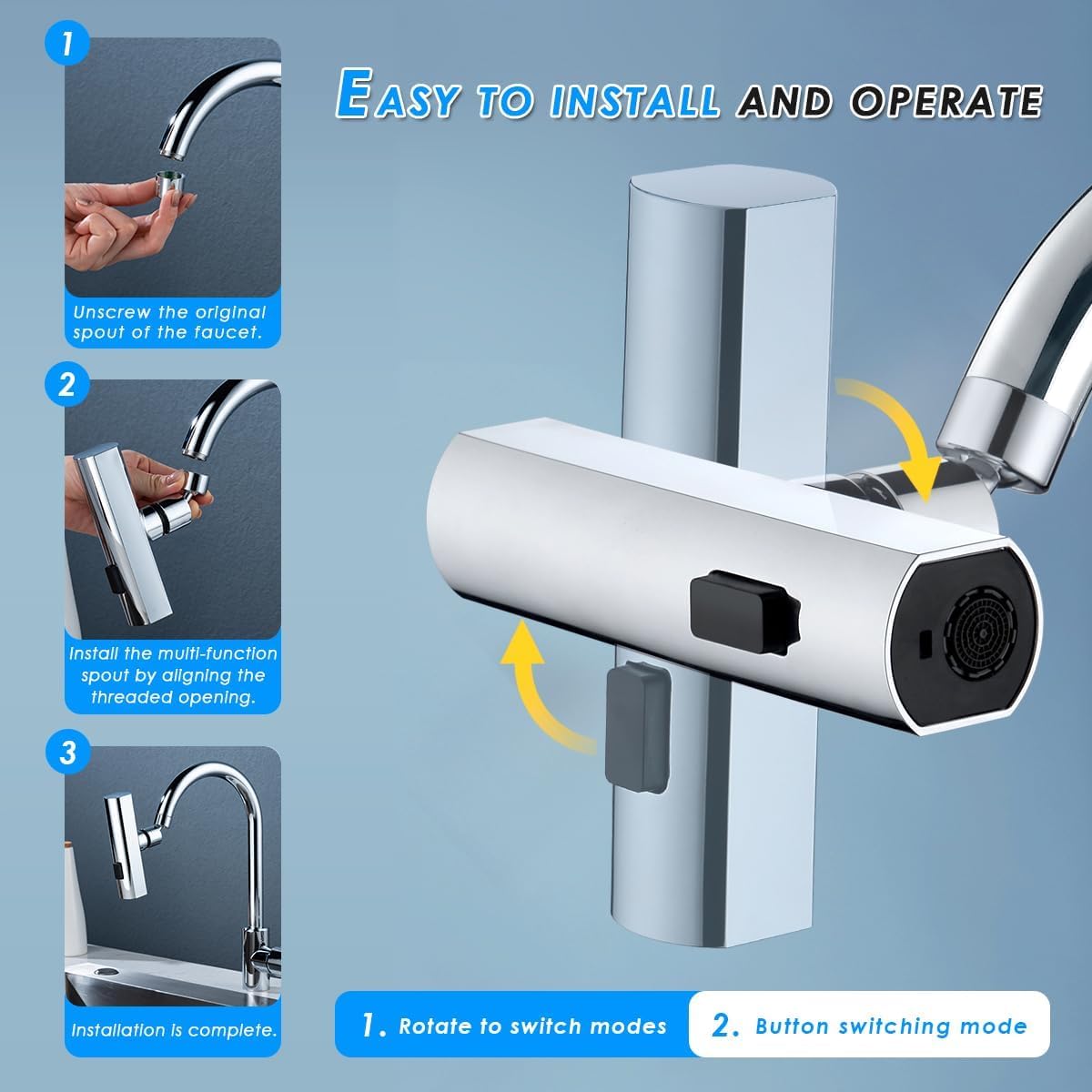 3 in 1 Rotating Waterfall Kitchen Faucet